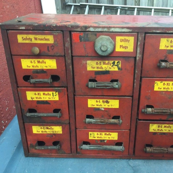 Vintage Storage Organization Metal Parts Cabinet Steel Wall Cabinet Bin Poshmark